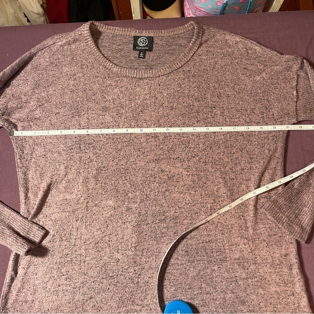 Bobeau Mauve Heathered Long Sleeve Hi Lo Knit Shirt Top - Size Small - Picture 4 of 10